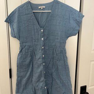 Madewell Chambray Eyelet Mini Dress | Blue | EUC